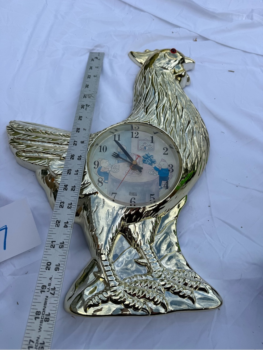 Gold Rooster Wall Clock - Decorative Home Accent